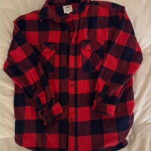 Aerie Red and Black Checkered Flannel Shirt
